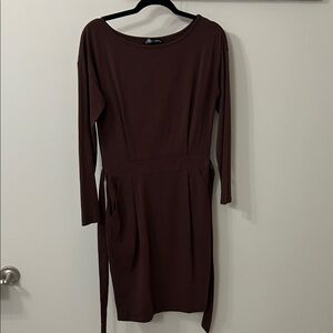 Chic Long Sleeve Brown Dress